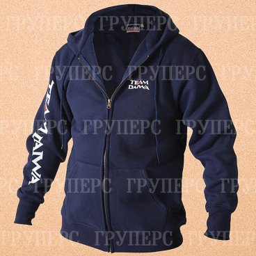 Толстовка на молнии с капюшоном синяя DAIWA Team Zipper Hooded Top Navy размер -  XXL / TDZHNY-XXL